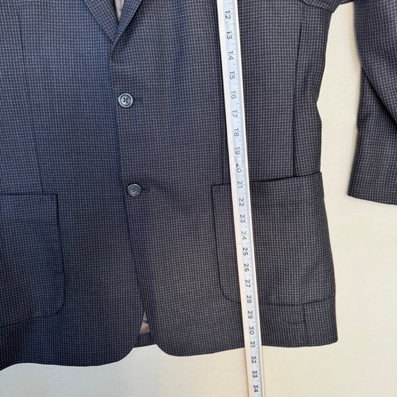 Pronto Uomo Couture Mens Wool Plaid Blazer Jacket Black 42R Business Formal Vent - Picture 8 of 11